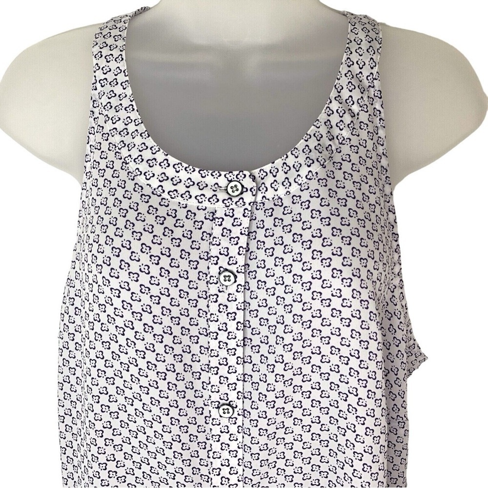 CAbi Priscilla Sleeveless Blouse Button Front Purple White Corpcore Librarian S - Picture 4 of 15